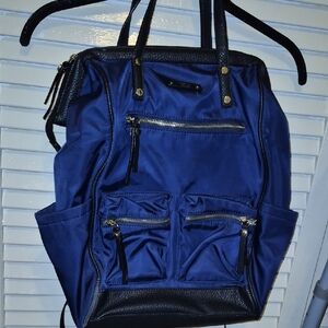 Chic Navy Blue Backpack with Black Accents